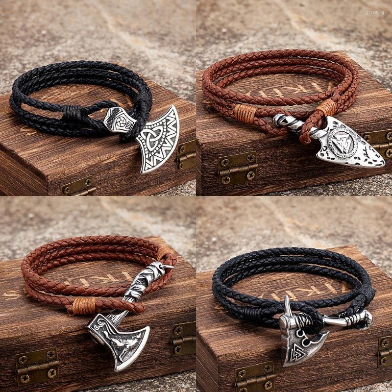 Charm Bracelets Vintage Viking Style Genuine Leather Wrap Men Stainless Steel Norse Rune Amulet Accessories Icelandic Handmade Jewelry
Charm Bracelets Vintage Viking Style Genuine Leather Wrap Men Stainless Steel Norse Rune Amulet Accessories Icelandic Handmade Jewelry