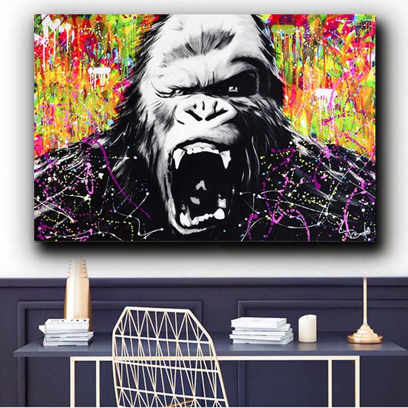

Canvas Painting Watercolor Art Wall Prints Animal Orangutan Monkey Poster Abstract Painting Wall Pictures For Living Room Decor