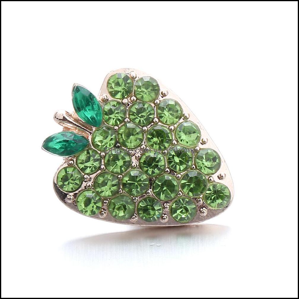 Other Snap Button Jewelry Components Colorf Rhinestone Fruit 18Mm Metal Snaps Buttons Fit Bracelet Bangle Noosa Ze0032 D Dhseller2010 Dhzc5