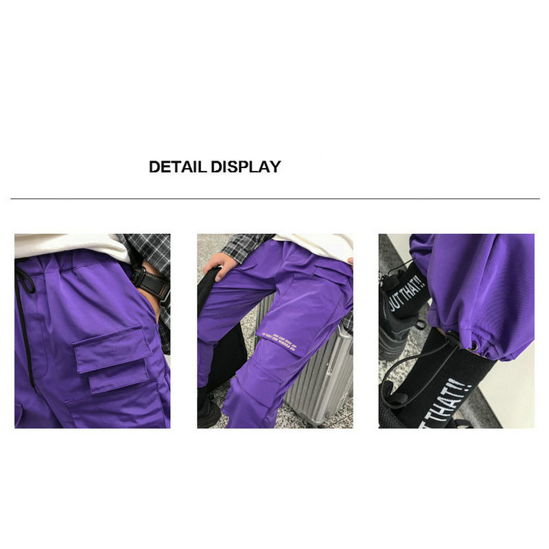 Men's Pants Men Streetwear Cargo Overalls Mens Baggy Hip Hop Joggers Pockets Harem Purple Sweatpants Korean 220907