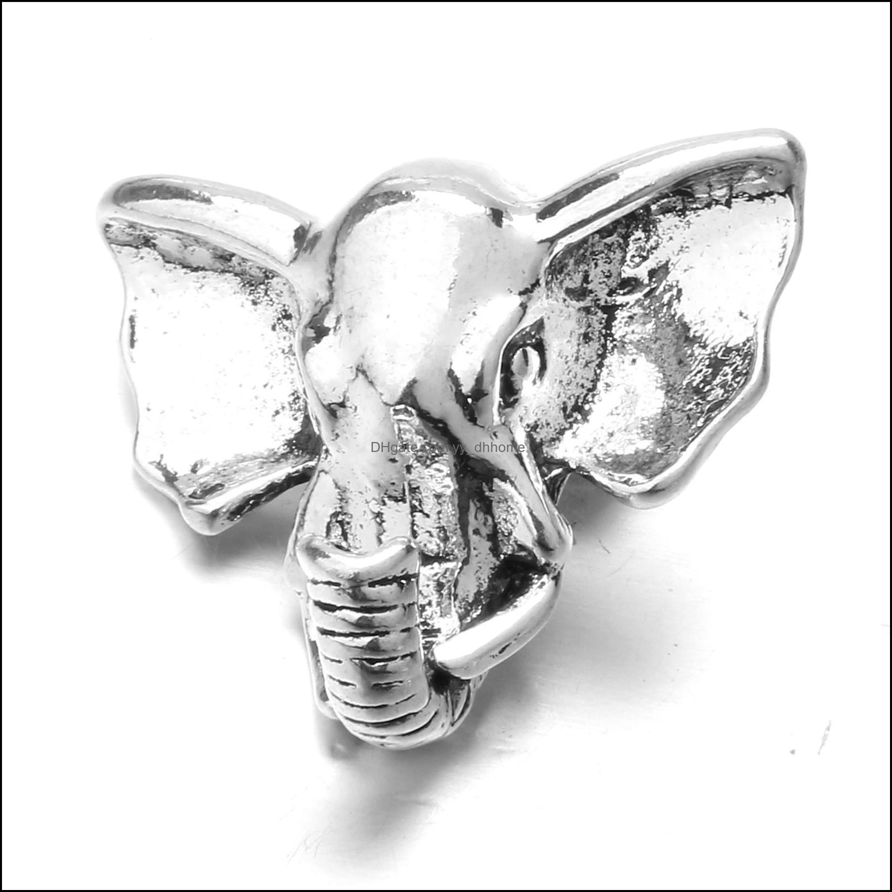 Other Alloy Elephant Head Snap Button Jewelry Components 18Mm Metal Snaps Buttons Fit Bracelet Bangle Noosa H15 Drop Deli Dhseller2010 Dhy2S