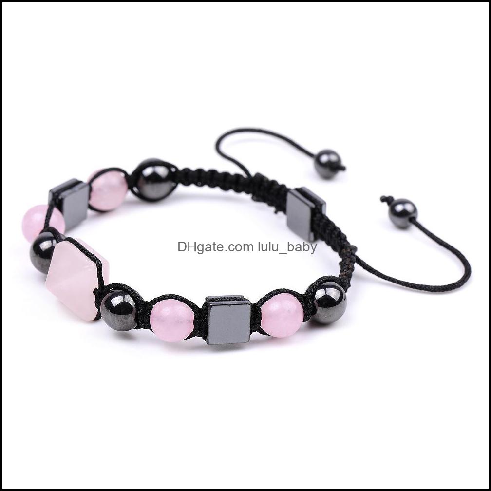 Beaded Strands Friendship Strands Crystal Pyramid Beads Bracelets For Women Men Feng Shui Reiki Positive Energy Healing Dhseller2010 Dhjy9