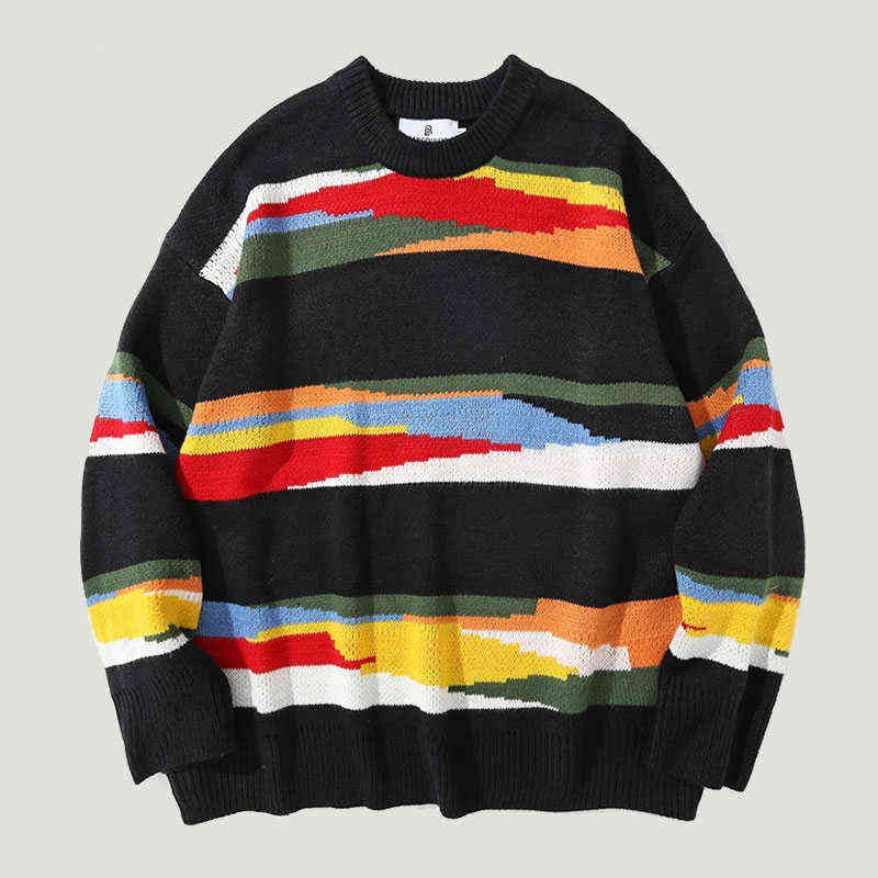 Men' Sweaters Oversized Knitted Sweater Mens Harajuku Vintage Rainbow Striped Patchwork Jumper Streetwear Hip Hop Casual Loose Pullover Unisex T220906, Black
Men' Sweaters Oversized Knitted Sweater Mens Harajuku Vintage Rainbow Striped Patchwork Jumper Streetwear Hip Hop Casual Loose Pullover Unisex T220906, Black