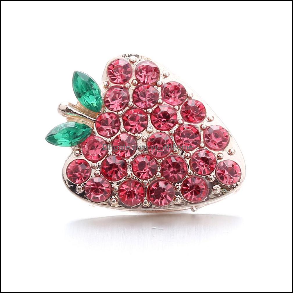 Other Snap Button Jewelry Components Colorf Rhinestone Fruit 18Mm Metal Snaps Buttons Fit Bracelet Bangle Noosa Ze0032 D Dhseller2010 Dhzc5