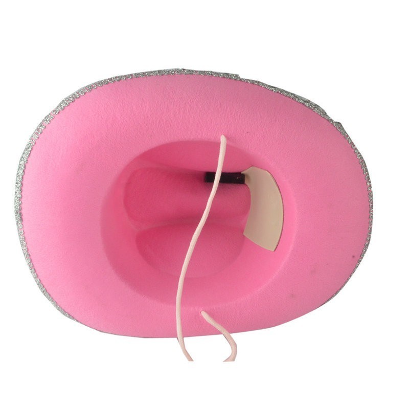 Wide Brim Hats Crown Pink Cowboy Caps Western Cowgirl Hat for Women Girl Feather Edge Shiny Sequins Tiara Cowgirl Hats Party Fedora Cap Caps 220907