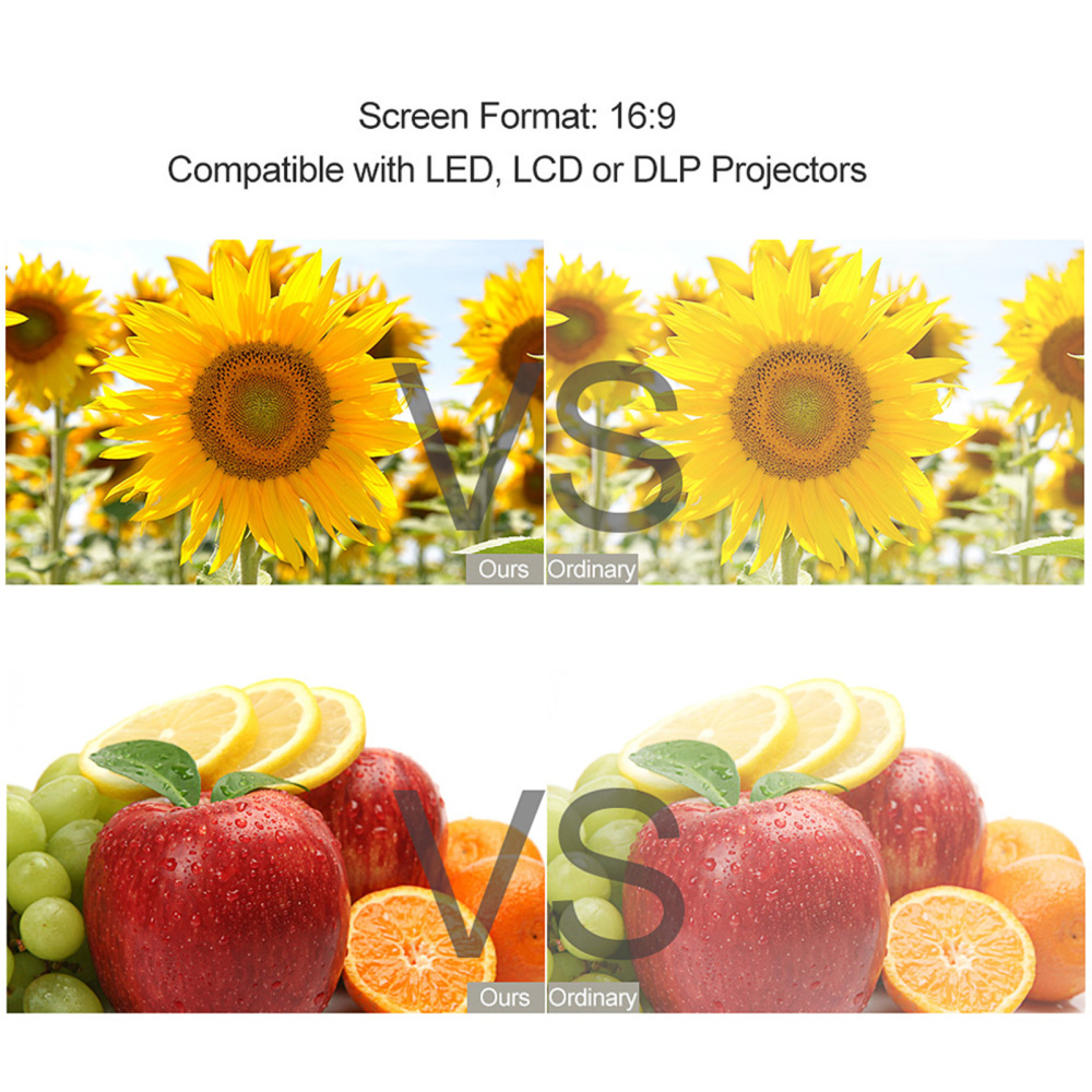 80/100/120Inch Reflective Projector Screen HD Frameless Foldable Video Projection Screen Wall Mounted for Home Theater Office Movies