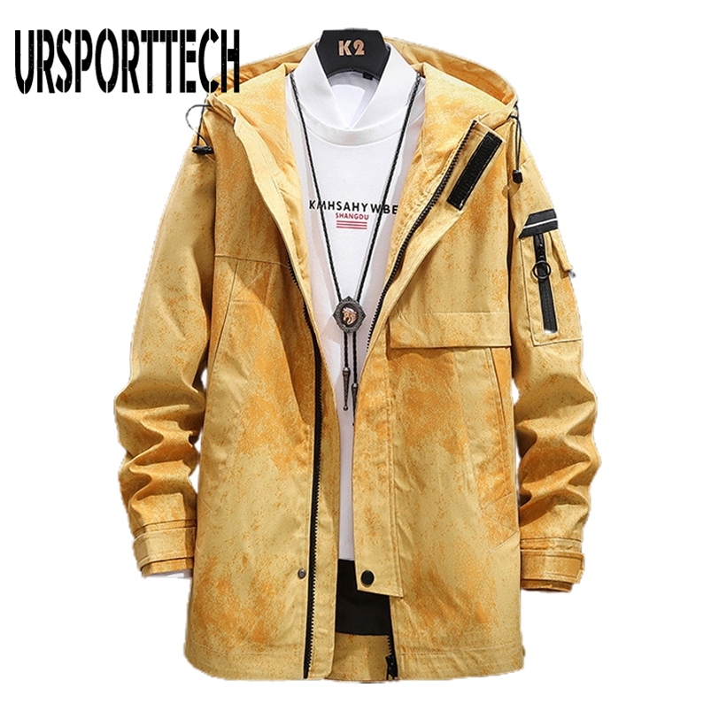 Men's Trench Coats Long Men's Jacket Hoodies Oversized Jackets Men Hip Hop Windbreaker Loose Men Hooded Streetwear Male Trench Coats Jacket 