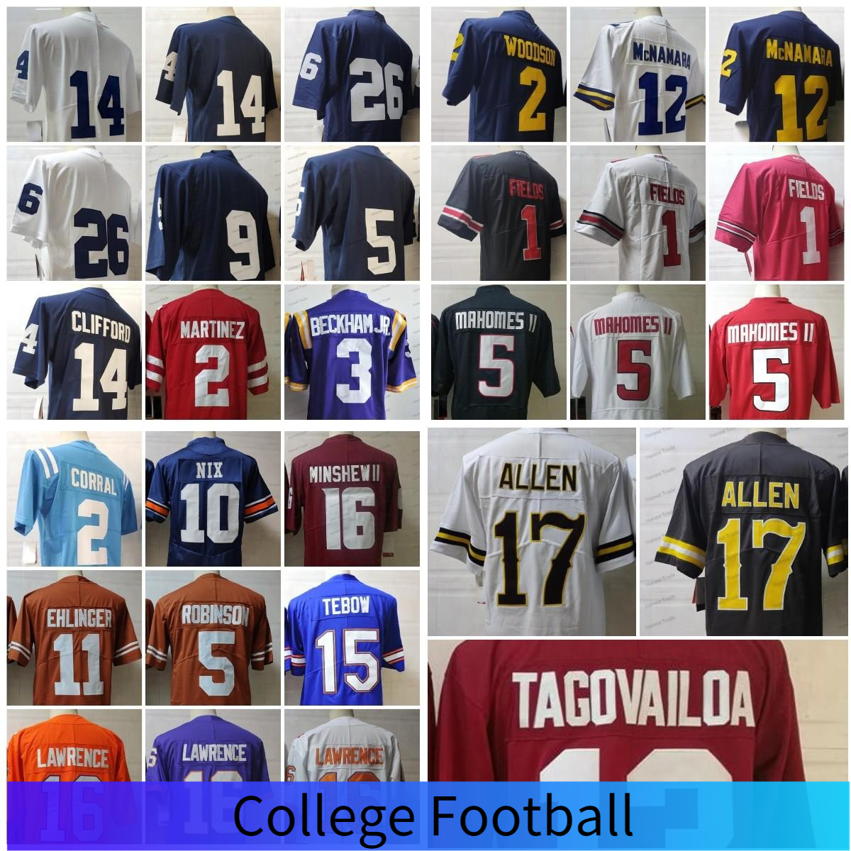 NCAA College 17 Jaylen Waddle Football Jersey Brady Fields Lawrence Marcus Robinson JR. Corral Cliffor Tebow Allen Minshew II Mahomes II Anderson Henry Men Jerseys, Men;as
NCAA College 17 Jaylen Waddle Football Jersey Brady Fields Lawrence Marcus Robinson JR. Corral Cliffor Tebow Allen Minshew II Mahomes II Anderson Henry Men Jerseys, Men;as