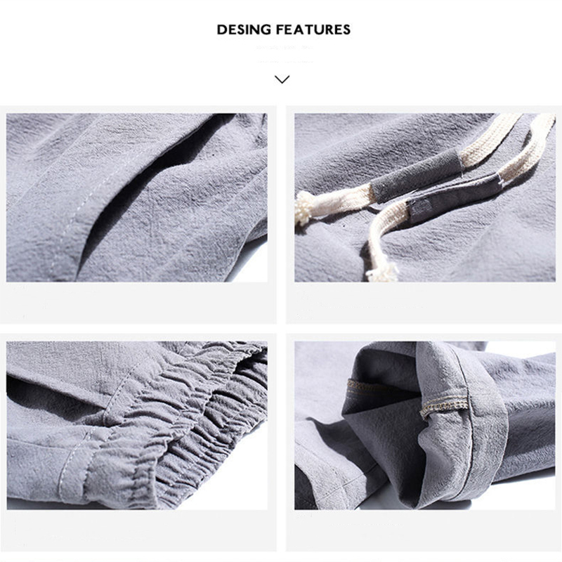 Men's Pants FOJAGANTO Summer Korean Style Linen Slim Casual Calf Length Fashion Light Thin Solid Color Male 220907