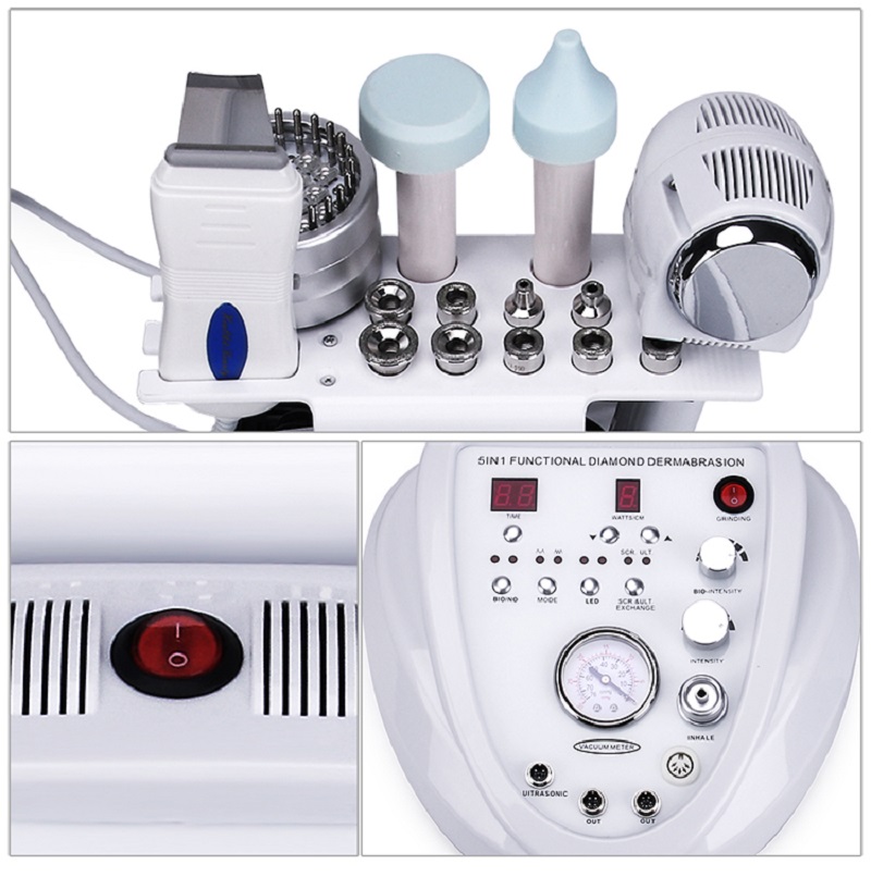 5-in-1 Diamond Microdermabrasion Machine for Face & Neck, Deep Cleansing & Exfoliation, Skin Tightening, Wrinkle Reduction, Home & Spa Use