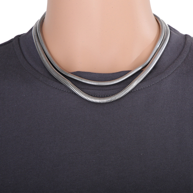 Stainless Steel Round Snake Chain Link Necklace for Men Women Gift Jewelry Accessories Wholesale