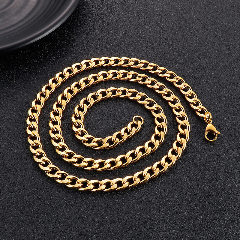 Stainless Steel Cuban Chain Link Necklace for Men Women Gift Jewelry Accessories Wholesale