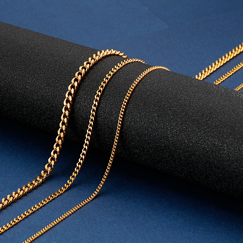 Stainless Steel Cuban Chain Link Necklace for Men Grinding Chain Jewelry Accessories Wholesale