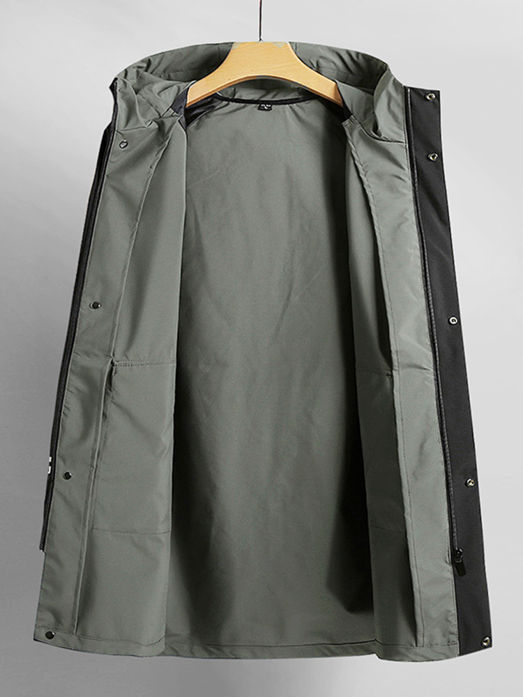 Men's Trench Coats Plus Size Men's Long Trench Coat Streetwear Fashion Printed Black Green Windbreaker Men Hooded Casual Jacket 8XL 220907