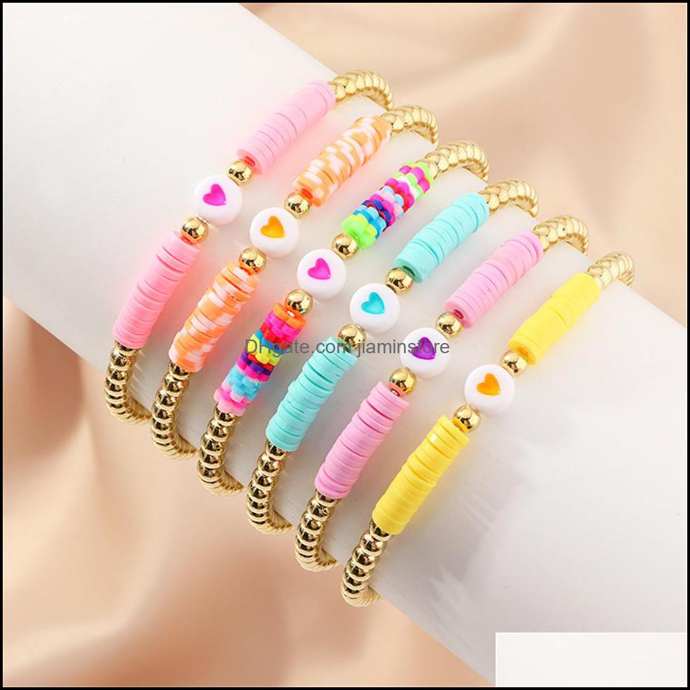 Beaded Strands Bohemian Style Color Soft Colorf Strands Beaded Bracelet For Women Girls Mtiple Strand Handmade Stretch Bracelets Dro Dhnh4