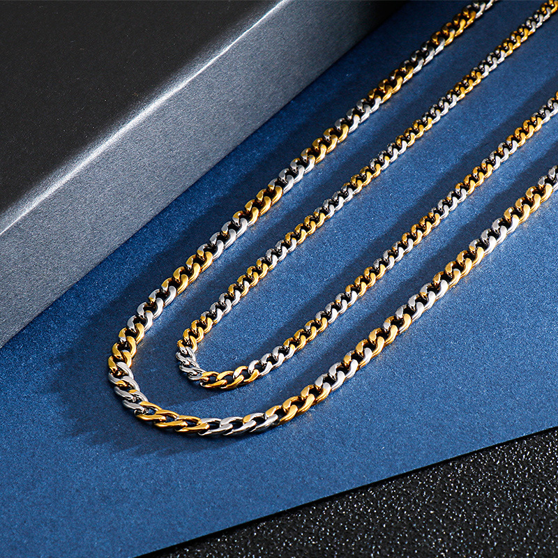 Stainless Steel Cuban Chain Link Necklace for Men Women Gift Jewelry Accessories Wholesale