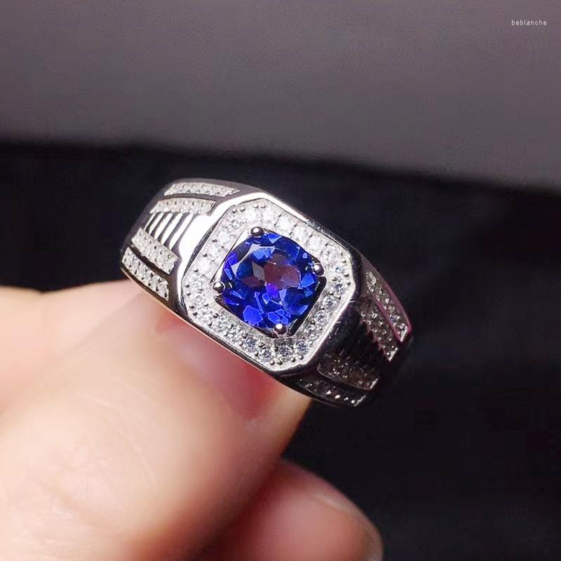 Cluster Rings Per Jewelry Men Ring Natural Real Topaz Or Moissanite Round 6 6mm 1ct Gemstone 925 Sterling Silver T207156