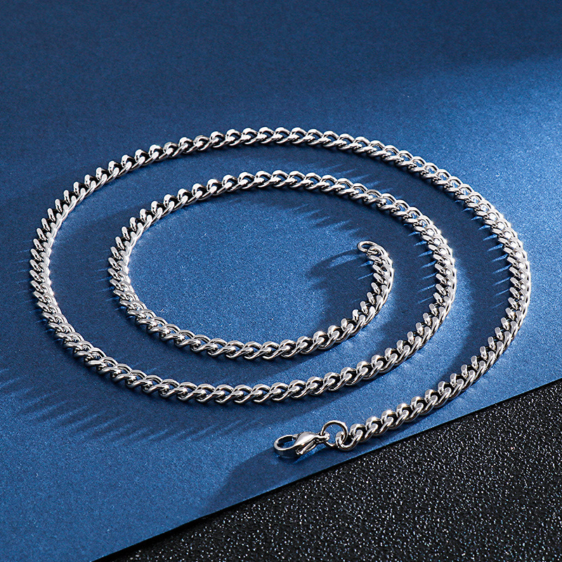 Stainless Steel Cuban Chain Link Necklace for Men Grinding Chain Jewelry Accessories Wholesale