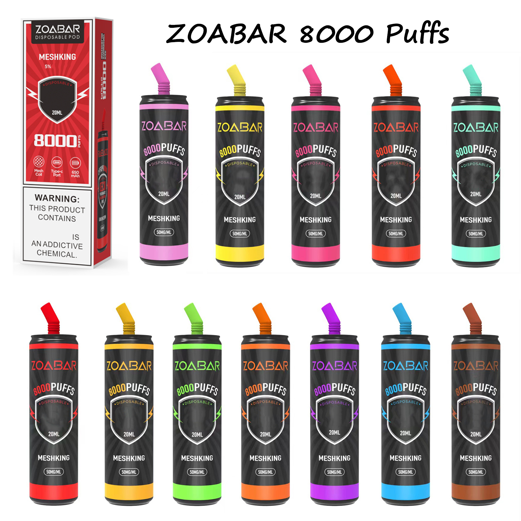 8000 Puffs ZOABAR E Cigarettes Top Disposable Vape Pen Cola Bottle Vaporizers 650mAh Rechargeable Battery Mesh Coil 20ml Prefilled Device 5% Meshking 100% Original
8000 Puffs ZOABAR E Cigarettes Top Disposable Vape Pen Cola Bottle Vaporizers 650mAh Rechargeable Battery Mesh Coil 20ml Prefilled Device 5% Meshking 100% Original