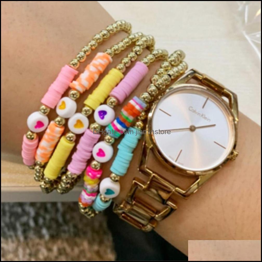 Beaded Strands Bohemian Style Color Soft Colorf Strands Beaded Bracelet For Women Girls Mtiple Strand Handmade Stretch Bracelets Dro Dhnh4