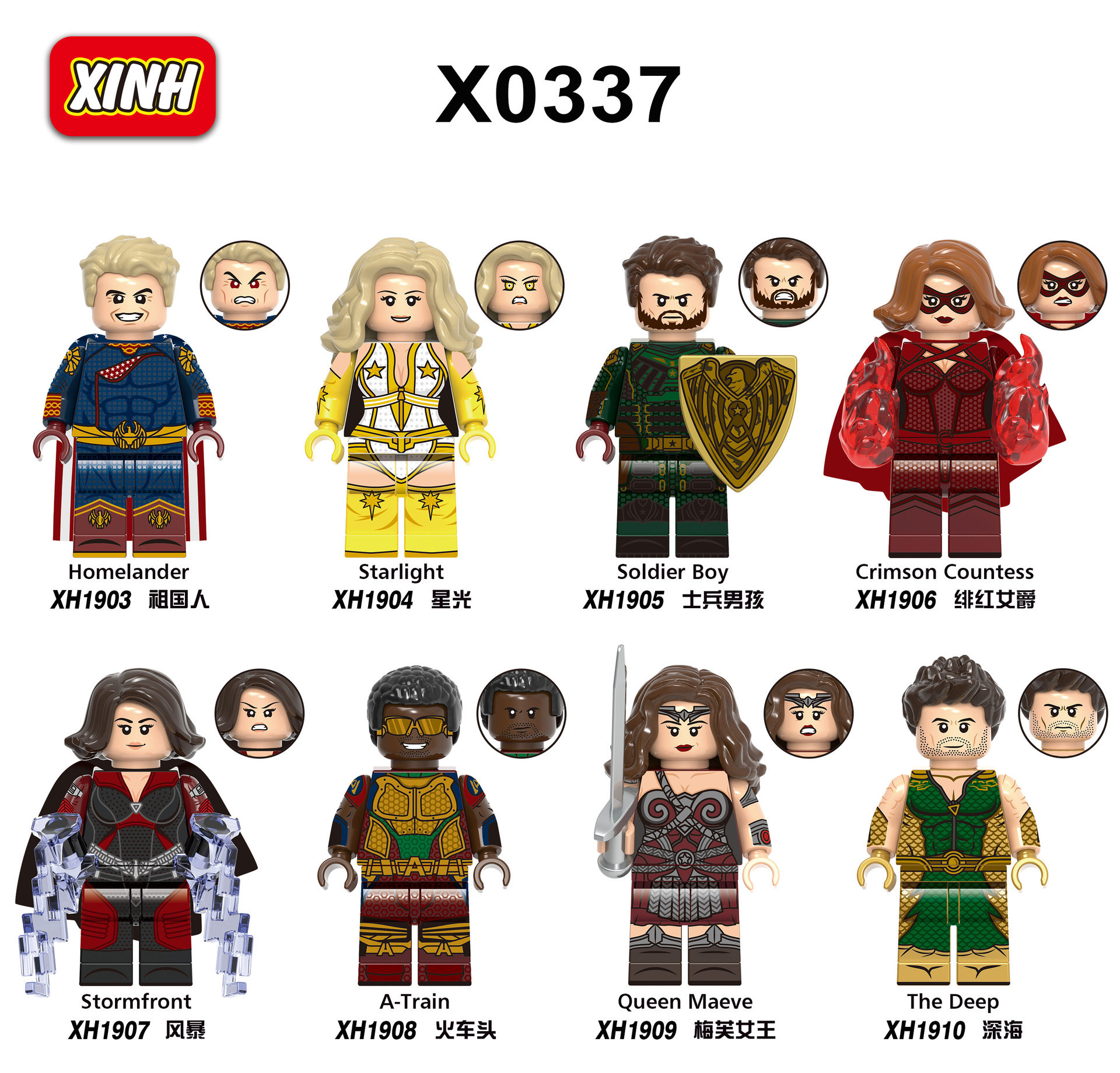 X0337 Hero Building Blocks Minifigs Starlight Homelander Queen Maeve Mini Action Figure Toy
X0337 Hero Building Blocks Minifigs Starlight Homelander Queen Maeve Mini Action Figure Toy