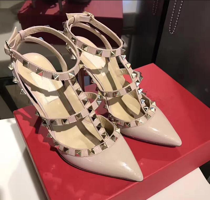 Sandals High Heels Dress Shoes Shoes Platform Pumps Wedding Shoes Party Fashion Rivets Girls Sexy Pointed Toe Black White Pink Color