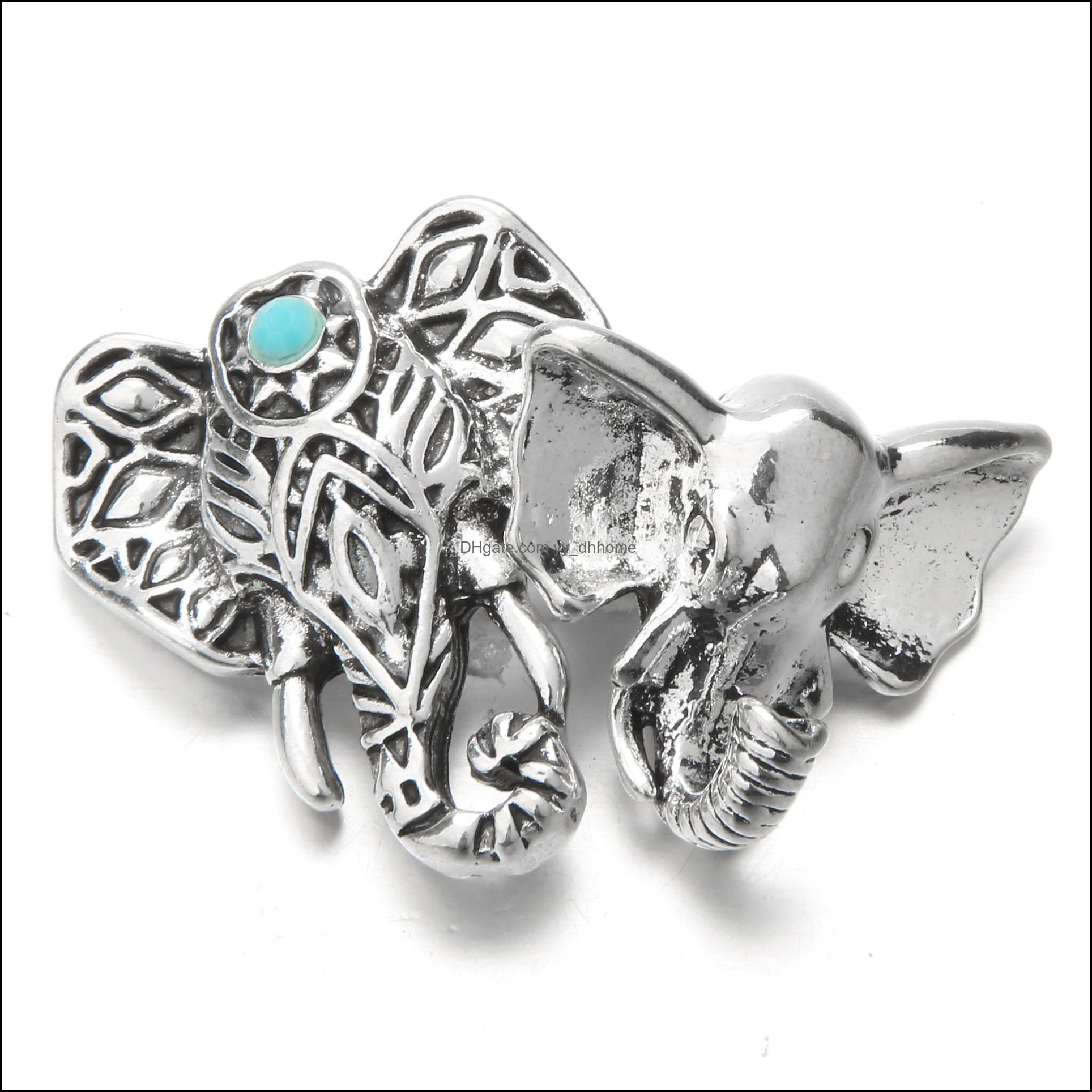 Other Alloy Elephant Head Snap Button Jewelry Components 18Mm Metal Snaps Buttons Fit Bracelet Bangle Noosa H15 Drop Deli Dhseller2010 Dhy2S