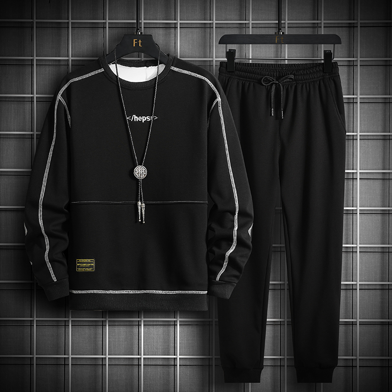 Mens Tracksuits Fashion Mens Two Peice Set Long Sleeve Sweatshirts Sweatpants Outfit Sets Autumn Men Streetwear Casual Jogger Sports Suit 220906