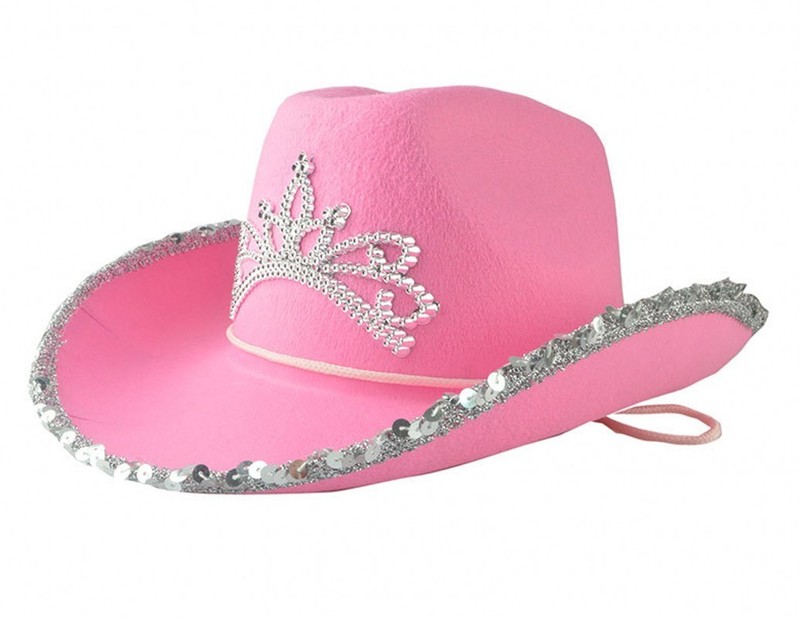 Wide Brim Hats Crown Pink Cowboy Caps Western Cowgirl Hat for Women Girl Feather Edge Shiny Sequins Tiara Cowgirl Hats Party Fedora Cap Caps 220907