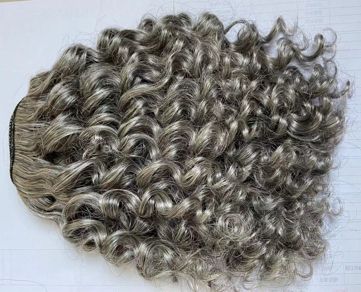 Gray human hair ponytail puff drawstring clip in gray pony tail for women naturally wavy curly cut salt and pepper silver grey hairpiece 120g 14inch