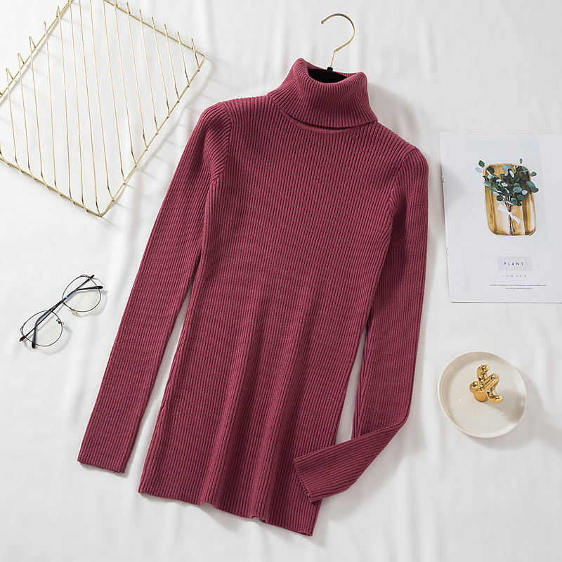 Womens Sweaters Hirsionsan Basic Warm Knitted Women Autumn Winter Turtleneck Pullovers Slim Skinny Solid Jumper Elastic Tops 220906