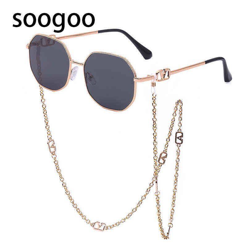 Sunglasses Fashion Square Sunglasses Women with Chain 2022 Luxury Brand Designer Vintage Sun Glasses for Ladies Retro Irregular Eyewear T220831