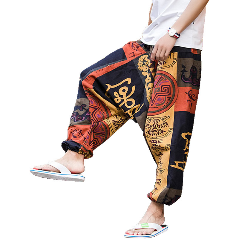 Men's Pants Men Women Baggy Harem Pants Hip hop Joggers Causal Loose Trousers Aladdin Crotch Wide Leg Cotton Linen Pants Pantalones Hombre 220907