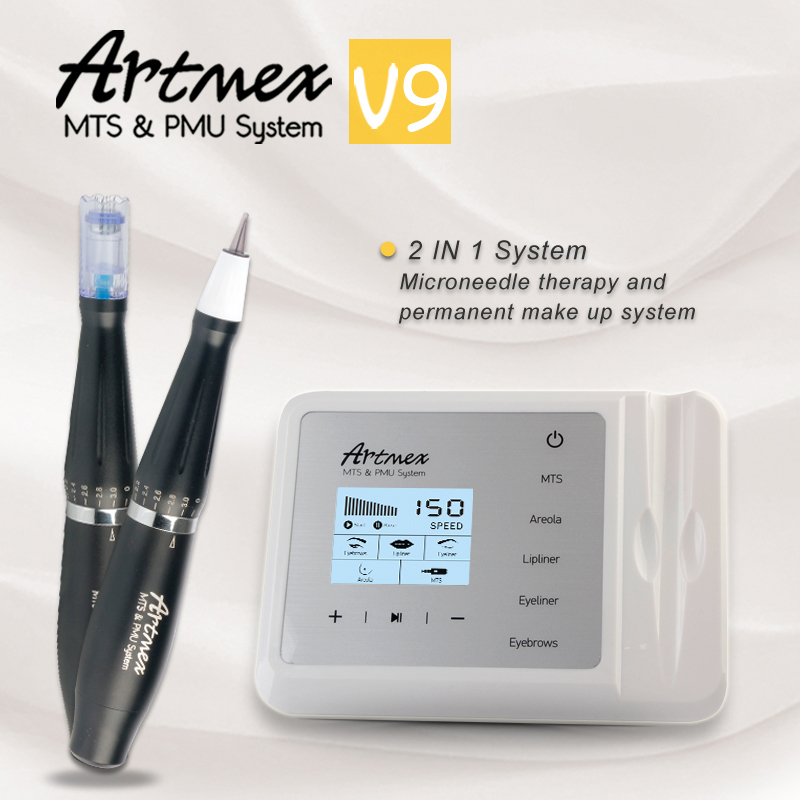 Microneedle 2 in 1 Function PMU MTS Permanent Make-up Machine Artmex V9 Micropigmentation Eyebrow Tattoo Pen Dermapen Facial Mesotherpay Ultima Dr.pen
