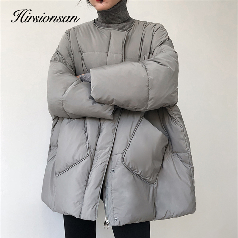 Womens Down Parkas Hirsionsan Ultra Light Women Winter 90% White Duck Jacket Korean Loose Puffer Fluffy Coat with Scarf Female Feather 220906