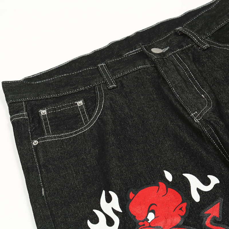 Men's Pants Men Hip Hop Denim Streetwear Evil Devil Gun Printed Harajuku Cotton Joggers Jeans Trousers Harem 220907