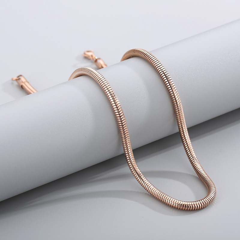 Stainless Steel Round Snake Chain Link Necklace for Men Women Gift Jewelry Accessories Wholesale