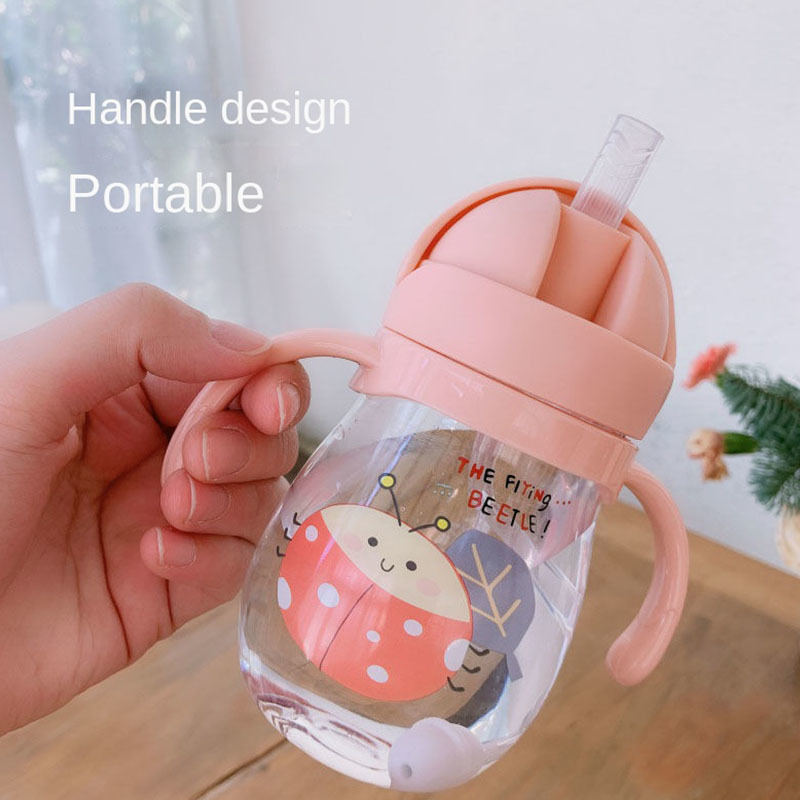 Cups Dishes Utensils 350ml Baby Sippy Water Kid Handle Learn Feeding Drinking Bottle Anti choking with Gravity Ball Kids Training Straw 220907