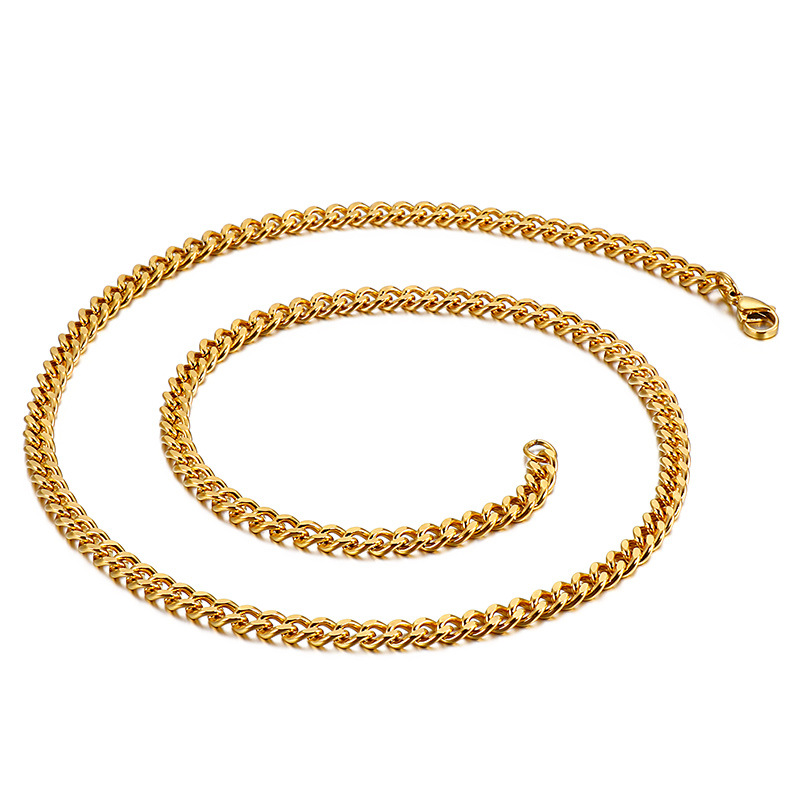 Stainless Steel Cuban Chain Link Necklace for Men Grinding Chain Jewelry Accessories Wholesale