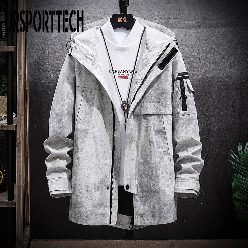 Men's Trench Coats Long Men's Jacket Hoodies Oversized Jackets Men Hip Hop Windbreaker Loose Men Hooded Streetwear Male Trench Coats Jacket 