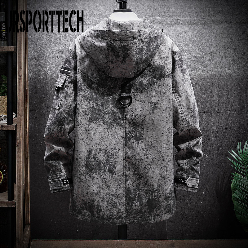 Men's Trench Coats Long Men's Jacket Hoodies Oversized Jackets Men Hip Hop Windbreaker Loose Men Hooded Streetwear Male Trench Coats Jacket 
