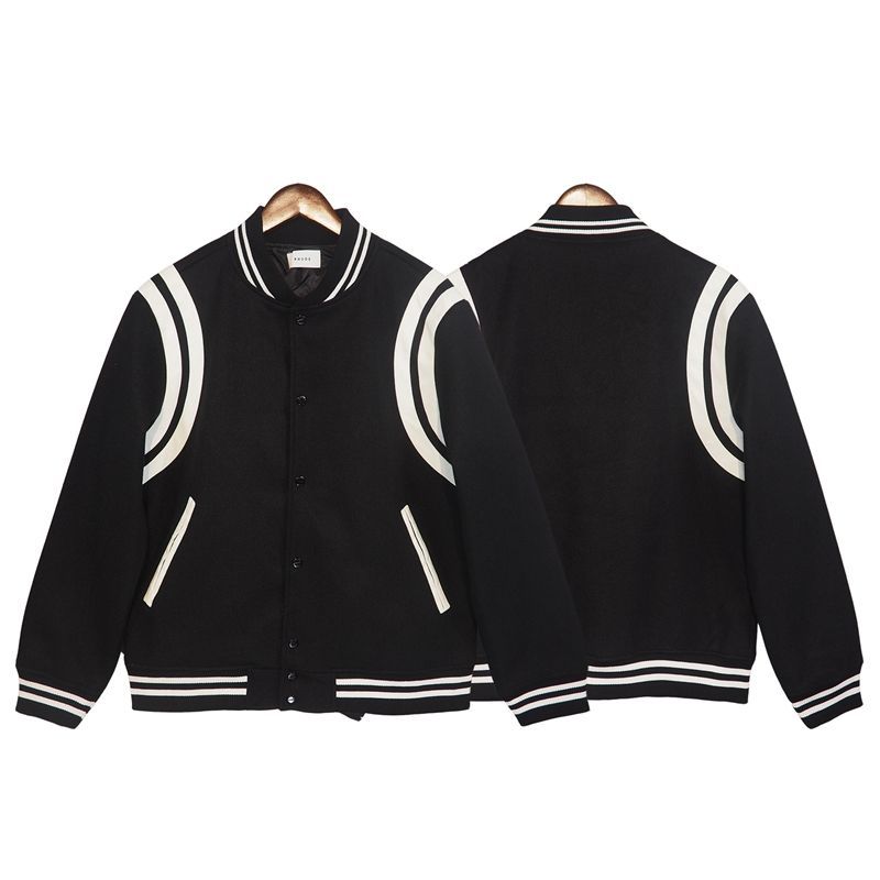 Mens Jacket Rhude Double White Stripe Stitching Contrast Woolen Women Coat High Street Baseball Uniform
Mens Jacket Rhude Double White Stripe Stitching Contrast Woolen Women Coat High Street Baseball Uniform