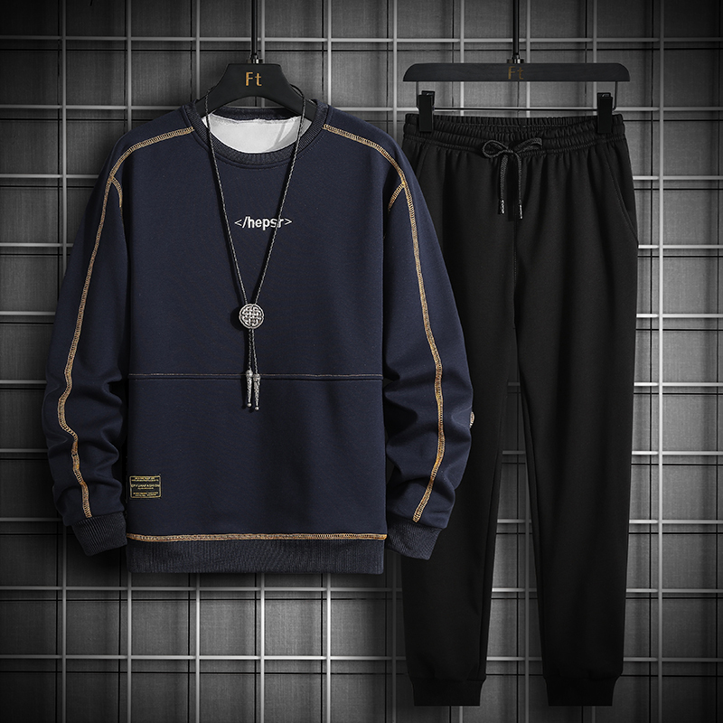 Mens Tracksuits Fashion Mens Two Peice Set Long Sleeve Sweatshirts Sweatpants Outfit Sets Autumn Men Streetwear Casual Jogger Sports Suit 220906