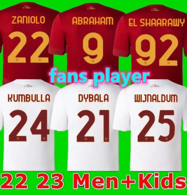 22 23 roma SOCCER JERSEYS DYBALA home belotti CELIK Pellegrini Abraham 2022 2023 Wijnaldum Zaniolo MANCINI KUMBULLA men kids kit FOOTBALL EL SHAARAWY Unriform rome
22 23 roma SOCCER JERSEYS DYBALA home belotti CELIK Pellegrini Abraham 2022 2023 Wijnaldum Zaniolo MANCINI KUMBULLA men kids kit FOOTBALL EL SHAARAWY Unriform rome