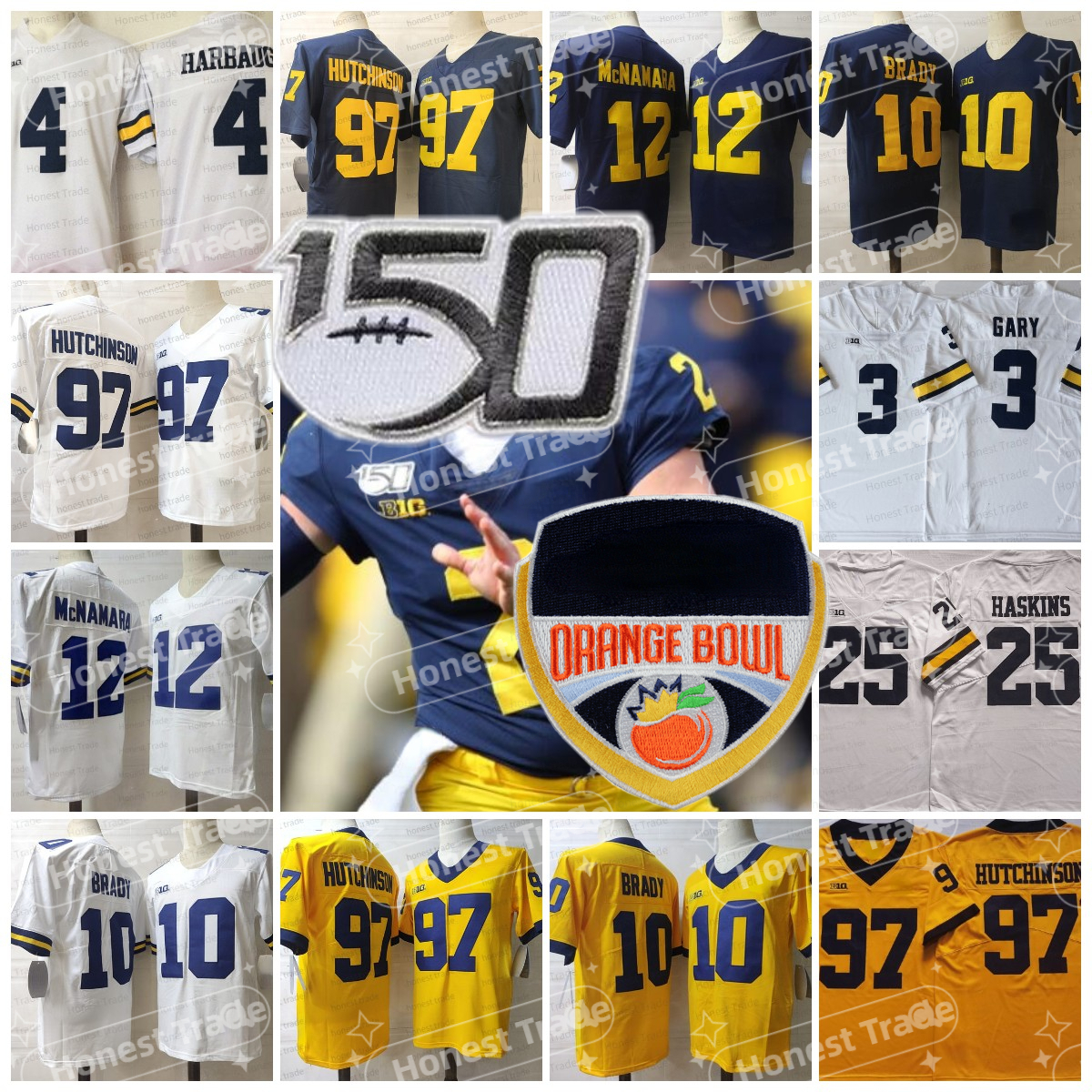 Custom Michigan Tom Brady Football Jersey NCAA College Charles Woodson Hassan Haskins McNamara Aidan Hutchinson Ross Hill Johnson Wilson 150TH, Navy blue +150th patch
Custom Michigan Tom Brady Football Jersey NCAA College Charles Woodson Hassan Haskins McNamara Aidan Hutchinson Ross Hill Johnson Wilson 150TH, Navy blue +150th patch