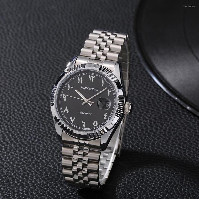 Wristwatches Swiss Steel Arabic Numbers Watches Automatic Movement Urdu Numerals Mechanical Wristwatch Men Waterproof Erkek Saatleri, Silver blue
Wristwatches Swiss Steel Arabic Numbers Watches Automatic Movement Urdu Numerals Mechanical Wristwatch Men Waterproof Erkek Saatleri, Silver blue