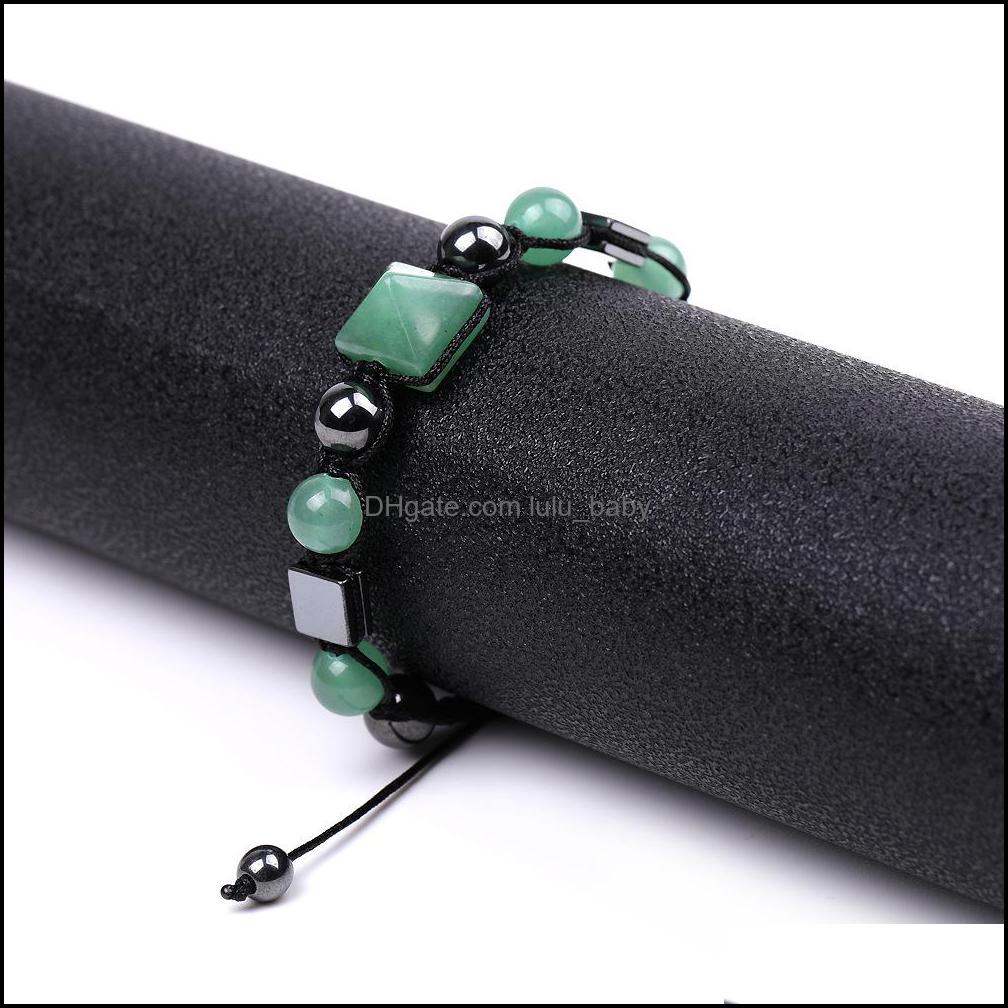 Beaded Strands Friendship Strands Crystal Pyramid Beads Bracelets For Women Men Feng Shui Reiki Positive Energy Healing Dhseller2010 Dhjy9