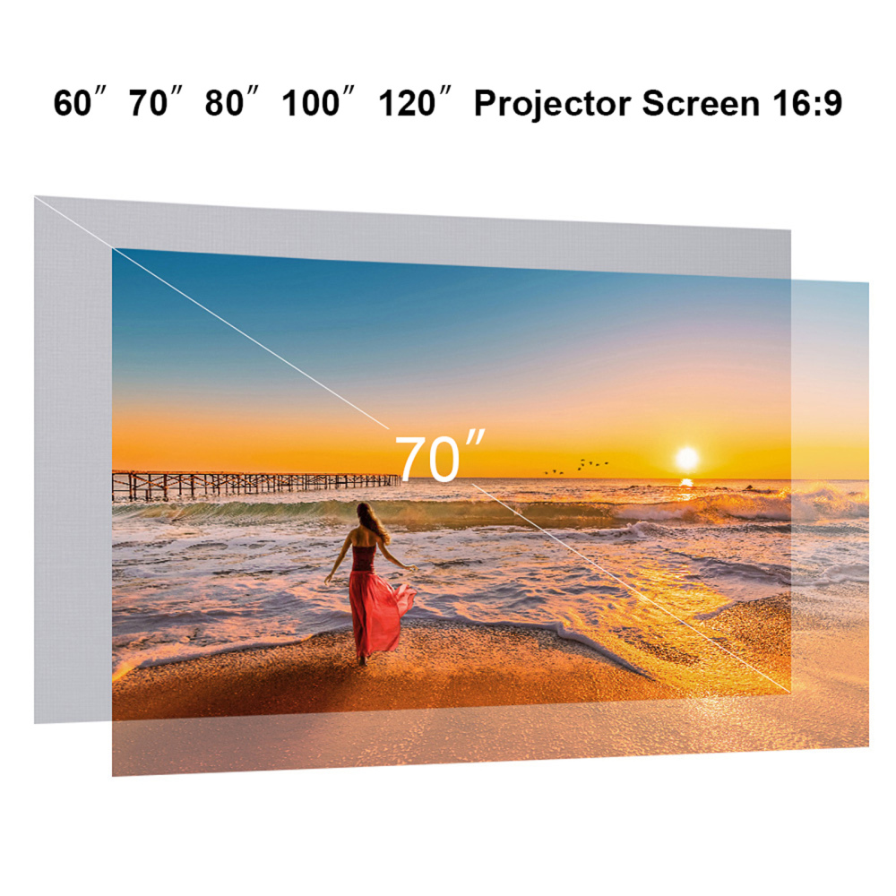 80/100/120Inch Reflective Projector Screen HD Frameless Foldable Video Projection Screen Wall Mounted for Home Theater Office Movies