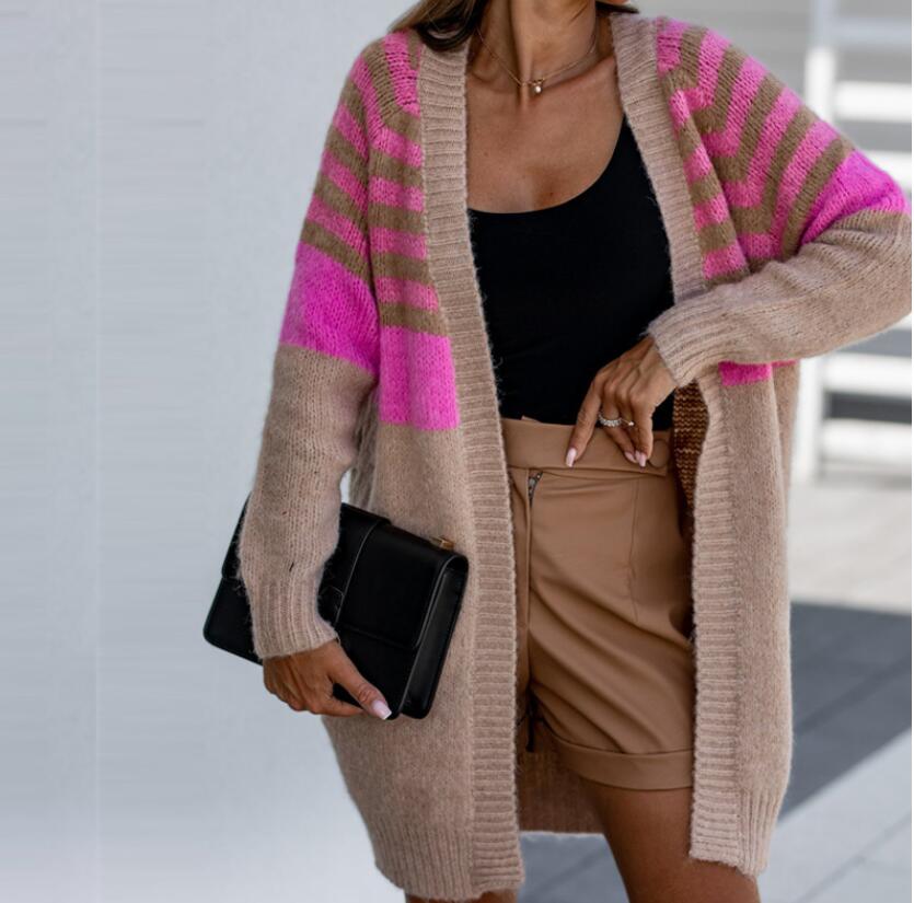 Women's Sweater Knitted Cardigan Outwear Casual Long Sleeve Loose Elegant Patchwork Stripe Office Lady Sweater Top, 01
Women's Sweater Knitted Cardigan Outwear Casual Long Sleeve Loose Elegant Patchwork Stripe Office Lady Sweater Top, 01