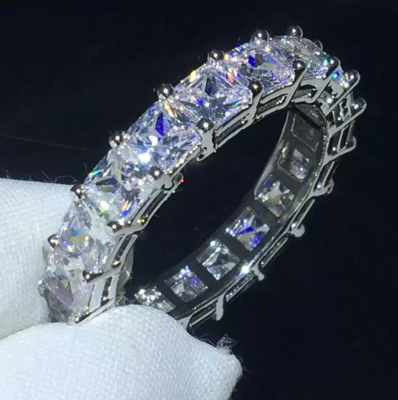 2022 Top Sell Wedding Rings Luxury Jewelry 925 Sterling Silver Full Pave White Sapphire CZ Diamond Promise Gemstones Party Women Heart Band Ring For L